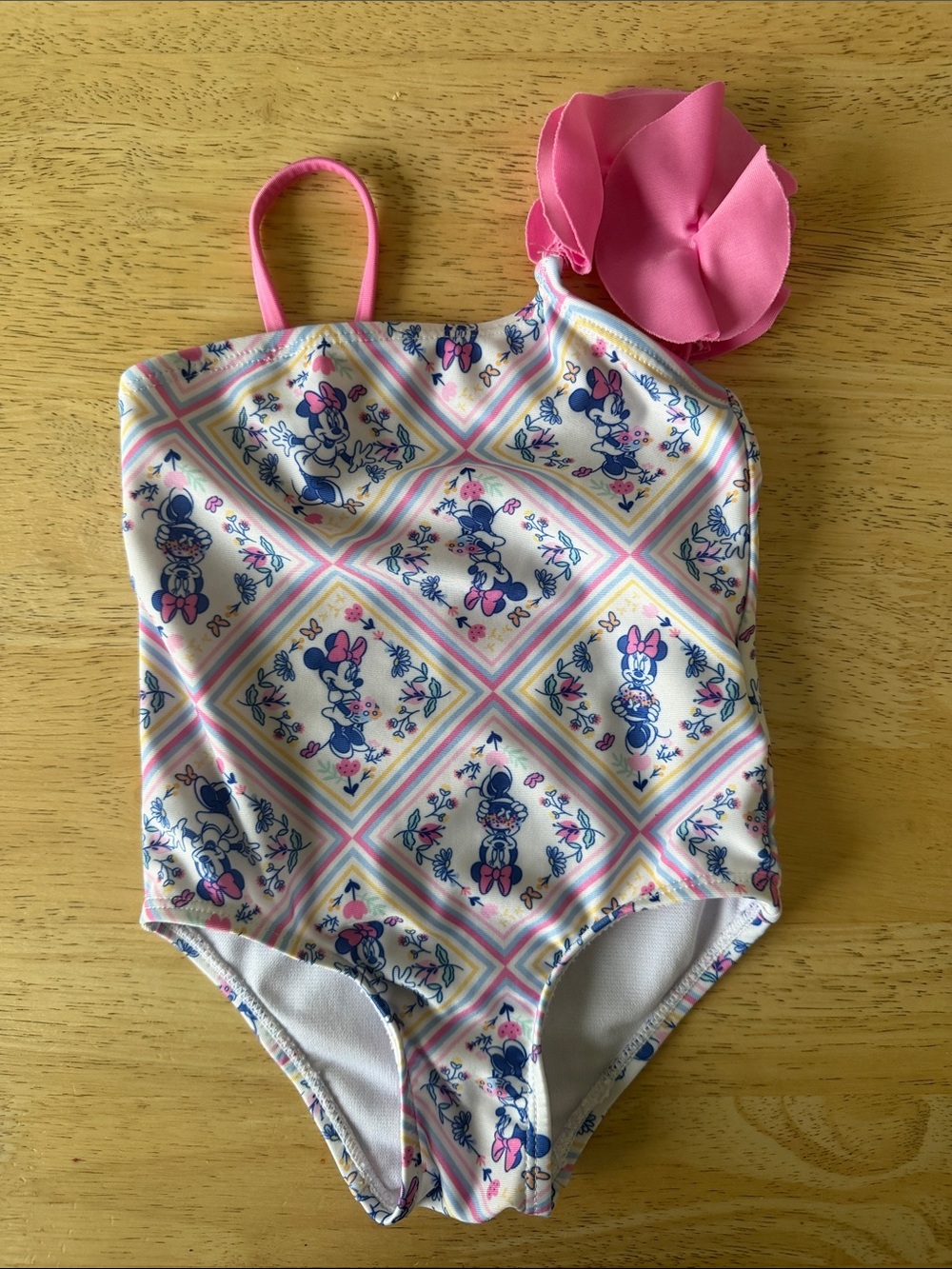 Disney Girls Pink and Navy Minnie Mouse One-Piece Swimsuit